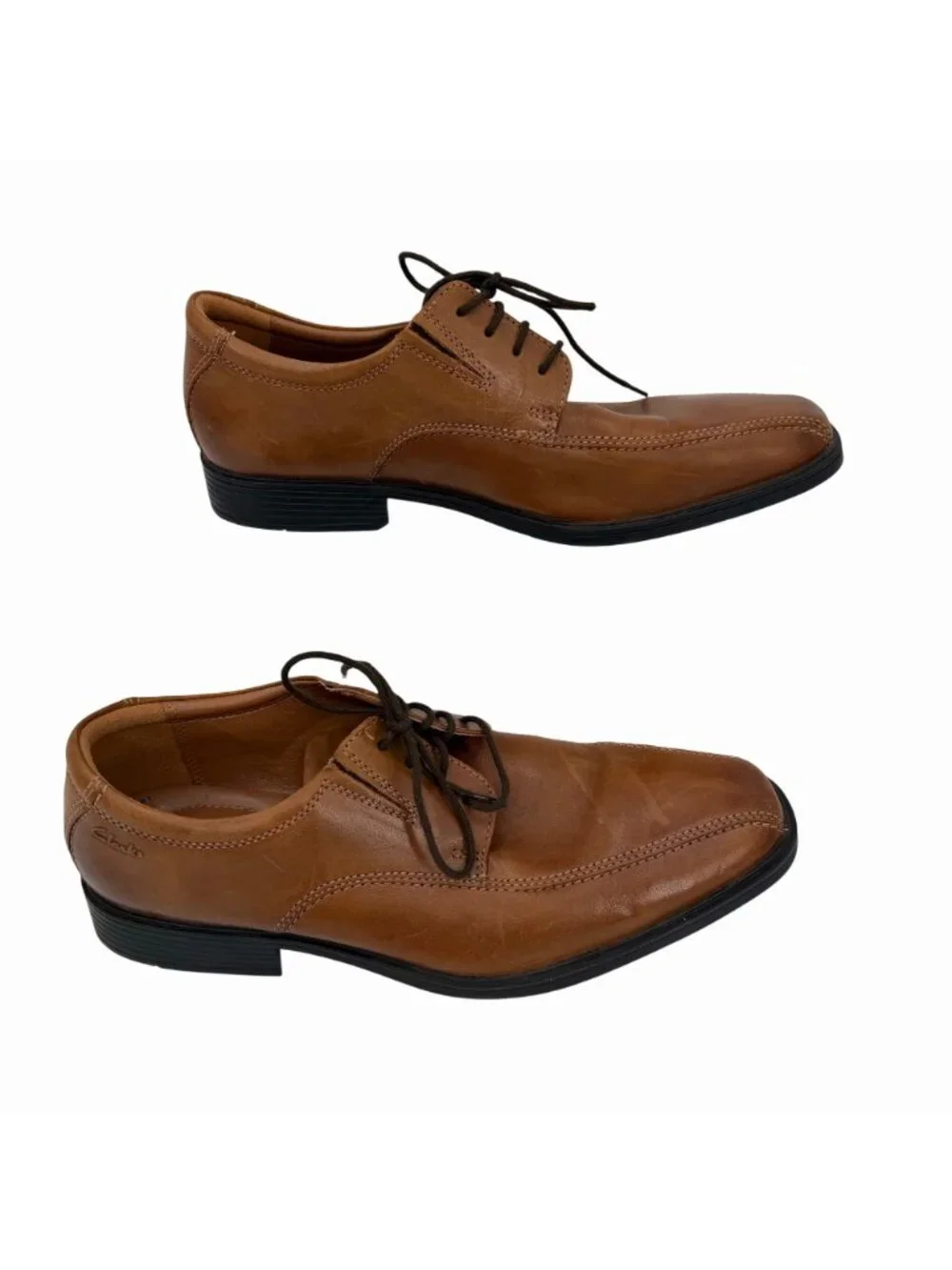 CLARKS COLLECTION MEN'S LT BROWN ULTIMATE COMFORT LEATHER OXFORD LACE UP DRESS S